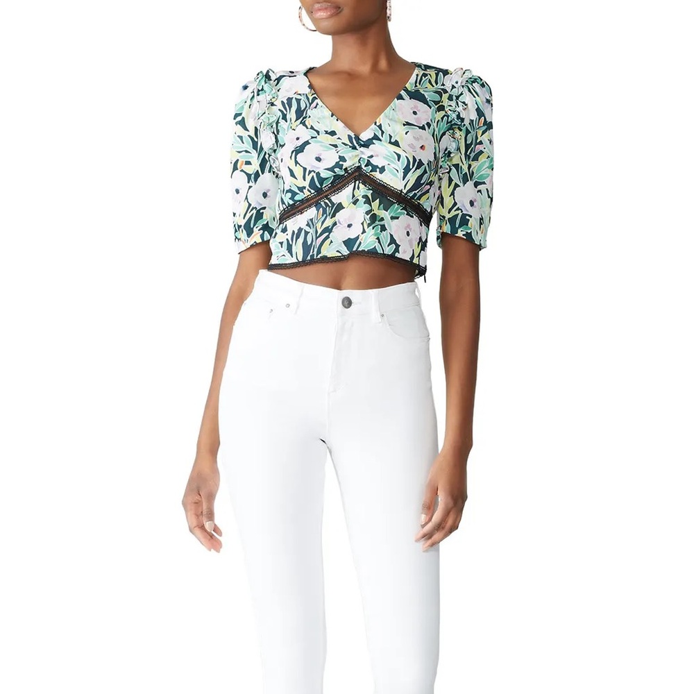 Saylor Tisha Floral Printed Crepe Crop Top
